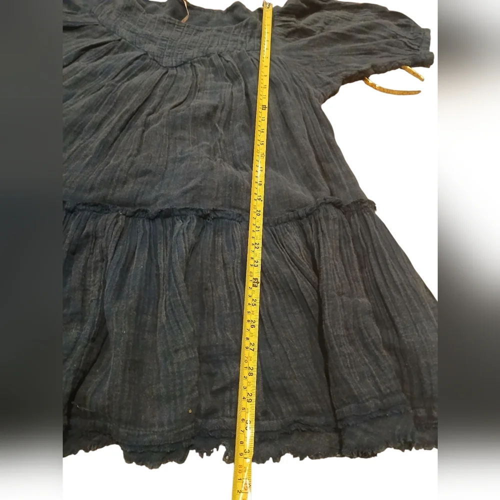 Free People Blue Boho Mini Dress size XS Free Loose Fit Grunge Flowy Goblincore